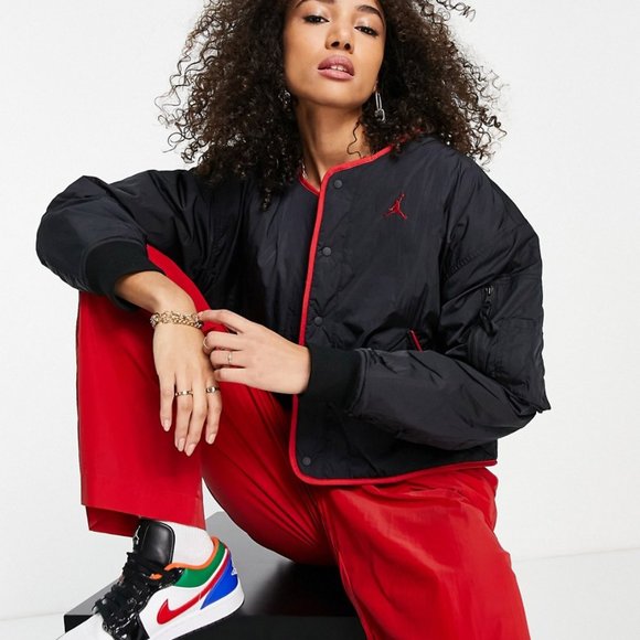 Nike Air Jordan Flight Cropped Bomber Reversible Jacket - Picture 3 of 11